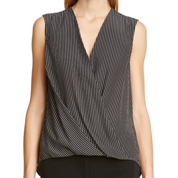 rag & bone Tops - Black White Stripe Sleeveless Silk Blouse from Rag&Bone
